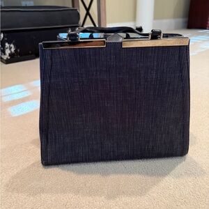 Fendi Toujours Denim Navy Shoulder Bag with Silver Trim